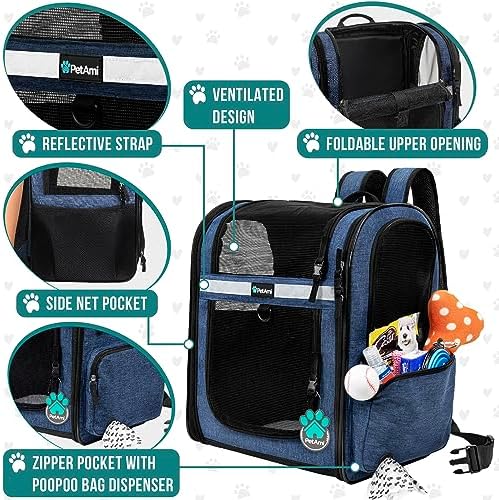 PetAmi Dog Backpack Carrier for Cats, 4-Way Entry Ventilated, 18 lbs - Image 3