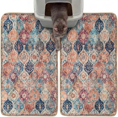 Hompet Cat Litter Mat 2 Pack, 19x30 Machine Washable Trapping Mats by Hompet