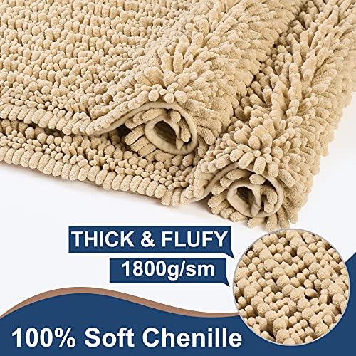Luxury Chenille Beige Bathroom Rugs Sets 2 Piece, Thickened Hot Melt Rubber - Image 3