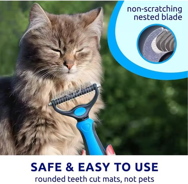 2-in-1 Pet Dematting Comb & Undercoat Rake – Professional Dog Deshedding Brush - Image 3