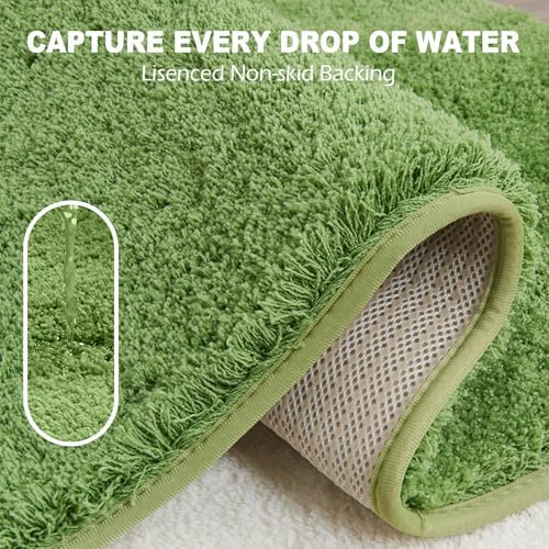CozeCube Green 32"x20" Shaggy Non Slip Soft Washable Bath Mat - Image 5
