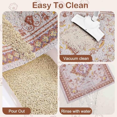 Glittme Cat Litter Mat with Non-Slip Bottom Litter Box Mat 40"X30" Litter - Image 3