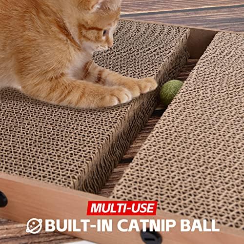AUSCAT L-Shape Cardboard Cat Scratcher, 27.2 Inch Vertical Cardboard Scratcher - Image 6