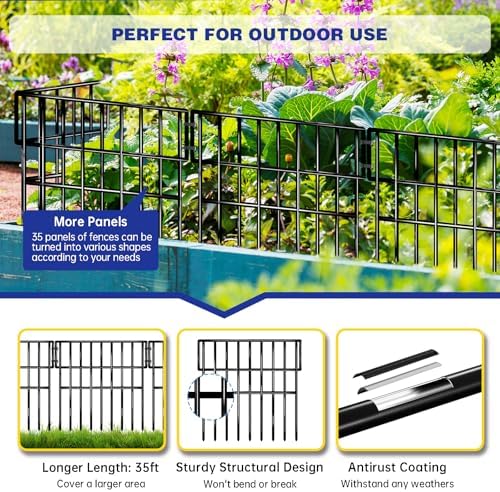 35 Panels Garden Fence Animal Barrier, 38 Ft X 13 in No Dig Fence - Image 4