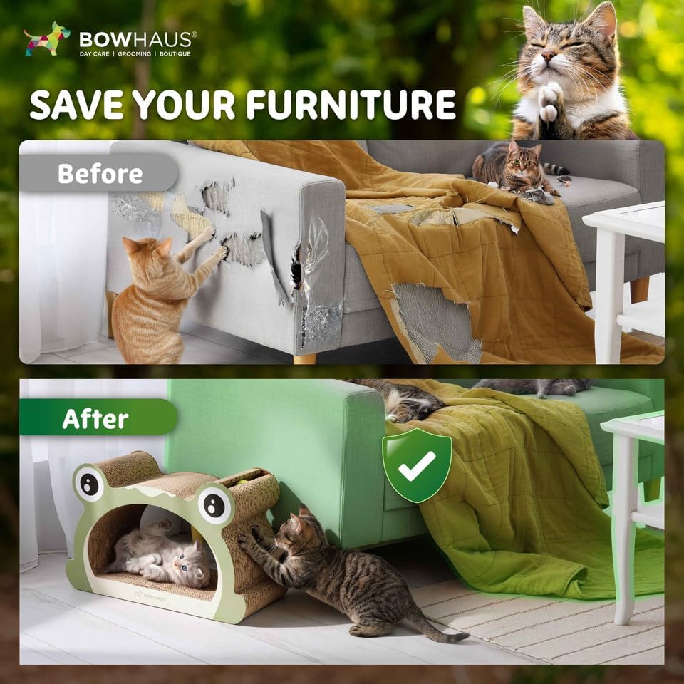 BOWHAUS Frog Style Kitten Scratching Board, Cat Scratcher Lounger - Image 6