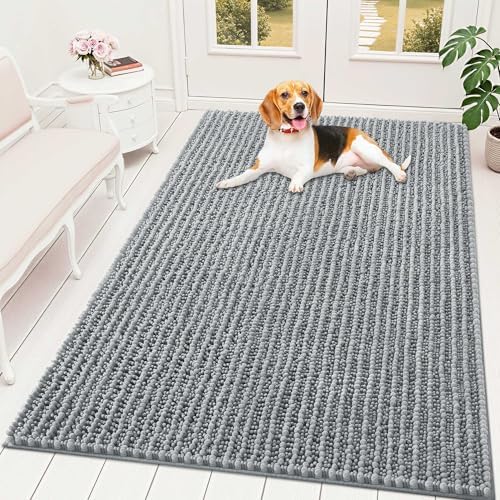 OLANLY Dog Door Mat for Muddy Paws 59x35, Ultra-Absorbent Chenille Mud Mat by OLANLY
