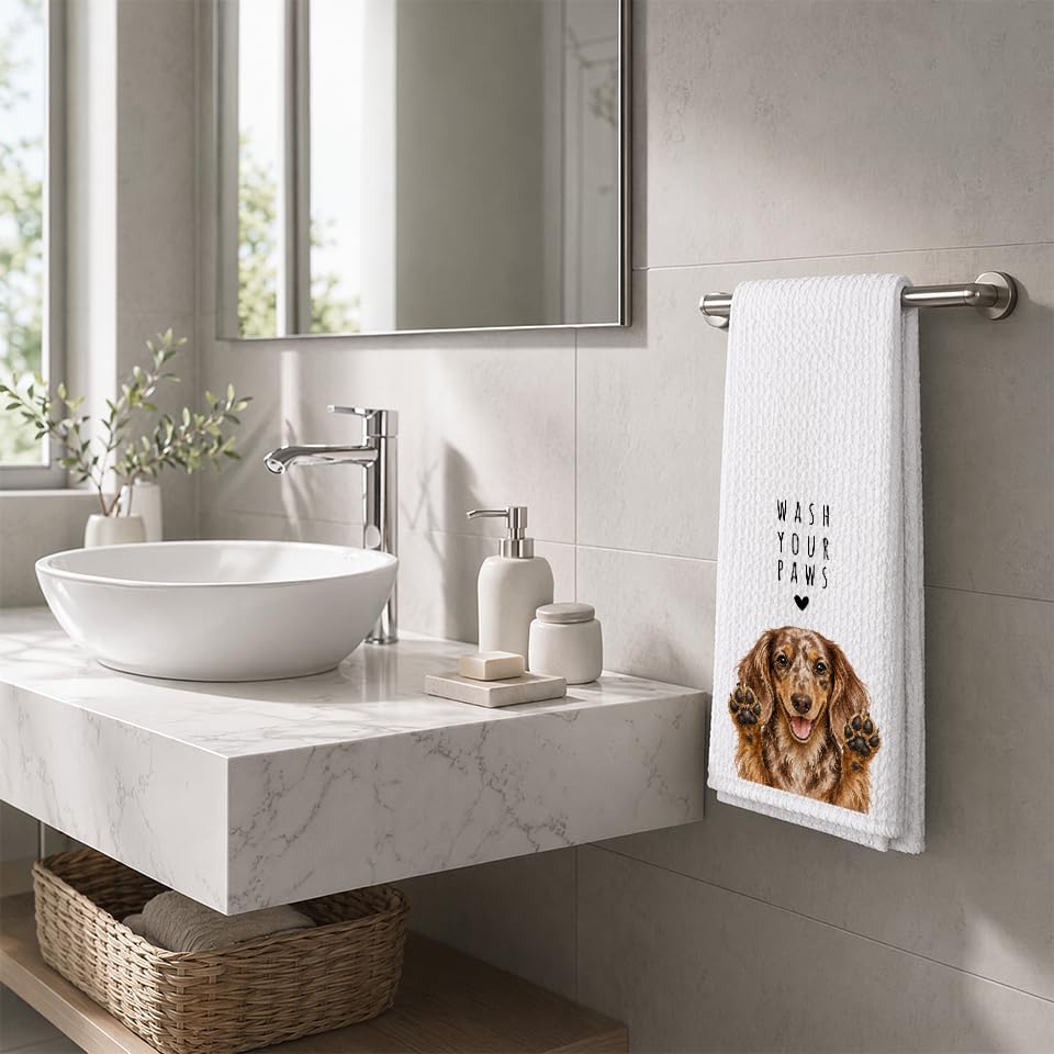 Dapple Doxie Kitchen Towel, Hand Towel, Dachshund Gifts - Image 4