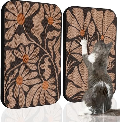 2 Pack Cat Wall Scratcher, Art Cat Scratching Board by LESISSMER