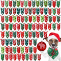 Preboun 100 Pcs Christmas Dog Bandanas Bulk, Red and Green Santa Snowmen by Preboun