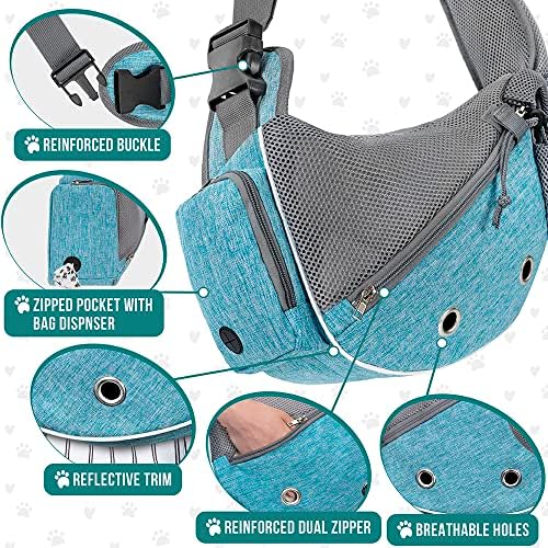 PetAmi Small Dog Sling Carrier, Puppy Cat Hands-Free Purse, 5 lb, Sea Blue - Image 4
