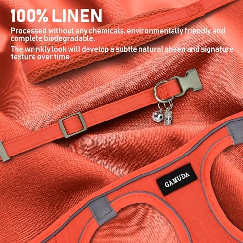 GAMUDA Small Pet Harness Collar and Leash Set, Step in No Chock No Pull Linen - Image 2
