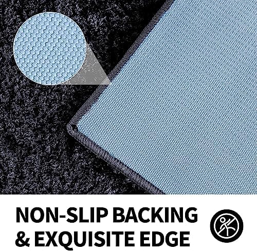 CozeCube 32"x20" Black Non Slip Microfiber Bathroom Rug Washable - Image 5