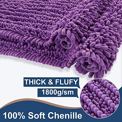 Luxury Chenille Lavender Bathroom Rugs Sets 2 Piece, Thickened Hot Melt Rubber - Image 3