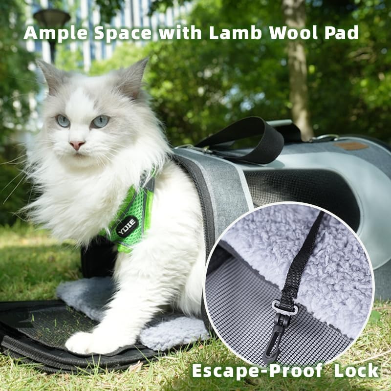 YUNIQUE Cat Carrier Soft for Pets Up to 15 Lbs, Airline Approved Collapsible - Image 7