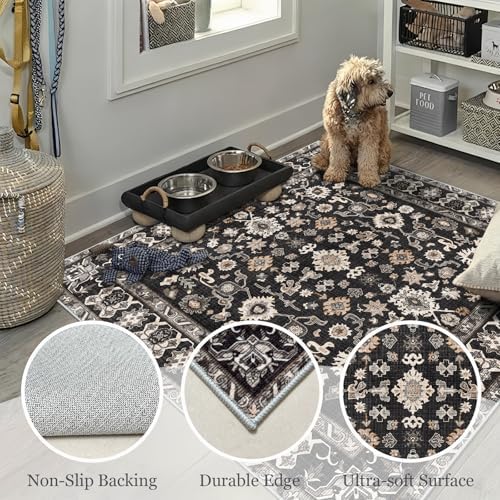Washable Area Rugs 5x7 for Living Room Non-Slip Soft Large Vintage Carpet - Image 4