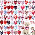 60 Pcs Valentine's Day Dog Bandanas Bulk Heart Pet Bandanas Adjustable Dog Bibs Triangle Scarf Holiday Costume for Small Medium Pet (Heart Pattern) by Sanwuta