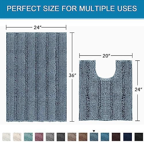 H.VERSAILTEX Bathroom Rugs Bath Rug Set 2 Piece Bathroom Contour Rug Toilet Mat - Image 2