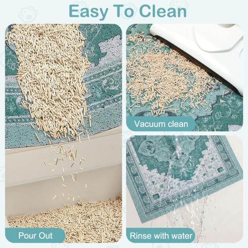 Glittme Cat Litter Mat with Non-Slip Bottom Litter Box Mat 40"X30" Litter - Image 3