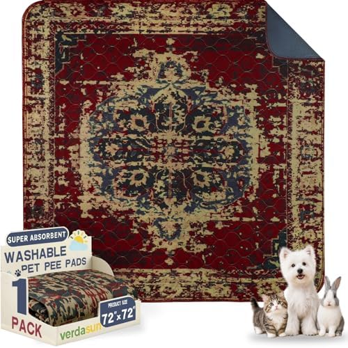 Washable Pee Pads for Dogs 72"x72" 2 Pack Reusable Puppy Potty Pad by Verdasun