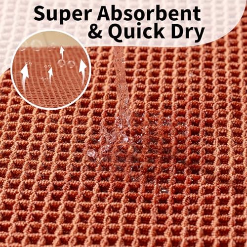 Burnt Orange Bathroom Rug, Fall Waffle Bath Mat Non Slip - Image 6