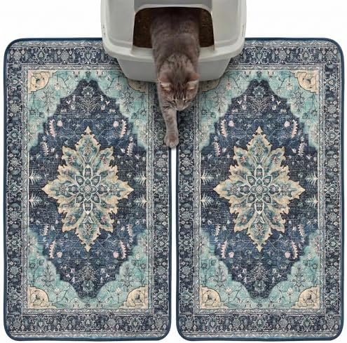 Hompet Cat Litter Mat 2 Pack, 18x28 Machine Washable Trapping Mats by Hompet