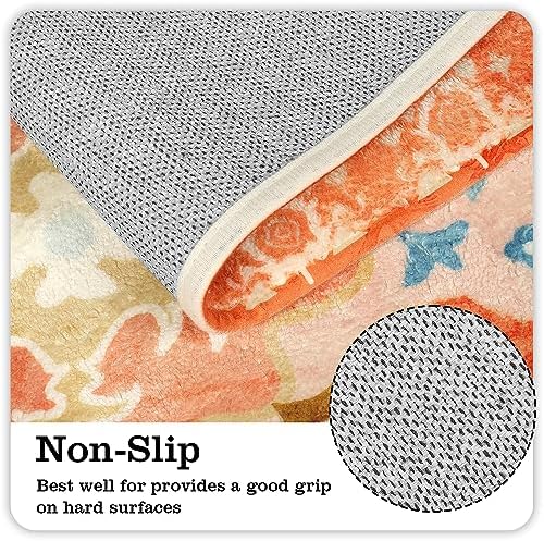 Uphome Boho Bathroom Runner Rug Orange Non-Slip Soft Bedroom Rug Machine - Image 3