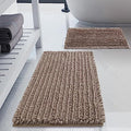 Luxury Polyester Taupe Bathroom Rugs Sets 2 Piece, Thickened Hot Melt Rubber by HVERONNEX