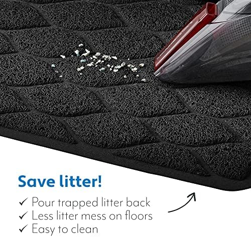 MIGHTY MONKEY Waterproof Cat Litter Box Mat, BPA Free, 24x17 Black - Image 5