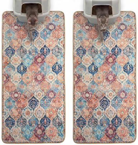 Hompet Cat Litter Mat 2 Pack, 28.5x60 Large Machine Washable Trapping Mats by Hompet