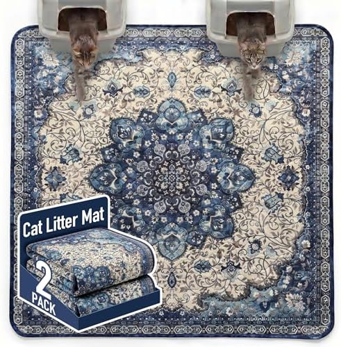 Hompet Cat Litter Mat 2 Pack, 72x72 Large Machine Washable Trapping Mats by Hompet