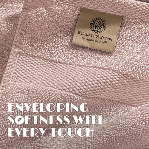White Classic Wealuxe Pink Bath Towels 24x50 Inch, Cotton Towel Set - Image 3