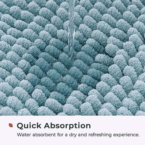 FRESHMINT Large Chenille Bathroom Rugs Mat 36”x24”, Non-Slip Bath Mat - Image 4