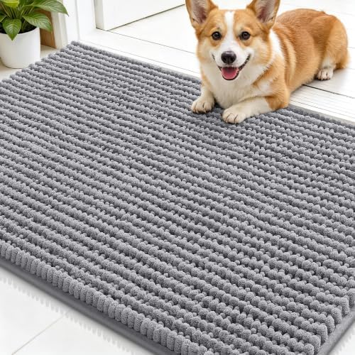 Smiry Dog Door Mat for Muddy Paws 30x20, Ultra Absorbent Chenille Doormat by Smiry