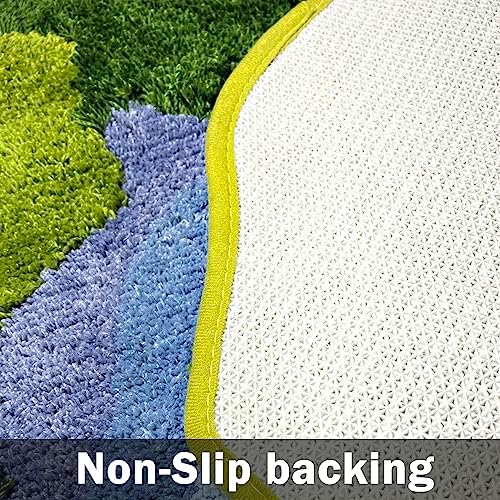 20x35 Inch 3D Moss Rug, Shag Carpet Leaf Area Bathroom Rugs Non Slip Bath Mat - Image 6