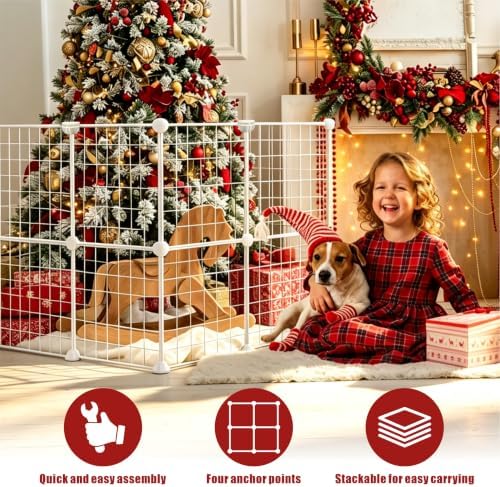 16Pcs 12" Christmas Tree Fence,Christmas Picket Around Tree, White - Image 5