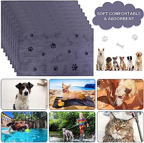 Chumia 8 Pcs Dog Towel for Drying, 55 x 28 Inch, Dog Paw and Bone - Image 3