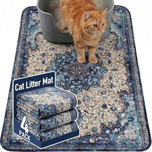 Hompet Cat Litter Mat 4 Pack, 18x28 Machine Washable Trapping Mats by Hompet