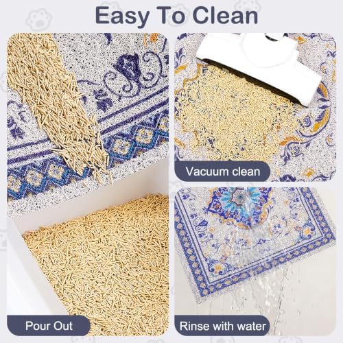 Glittme Cat Litter Mat 40"x30" Non-Slip Washable Trapping Mat - Image 3