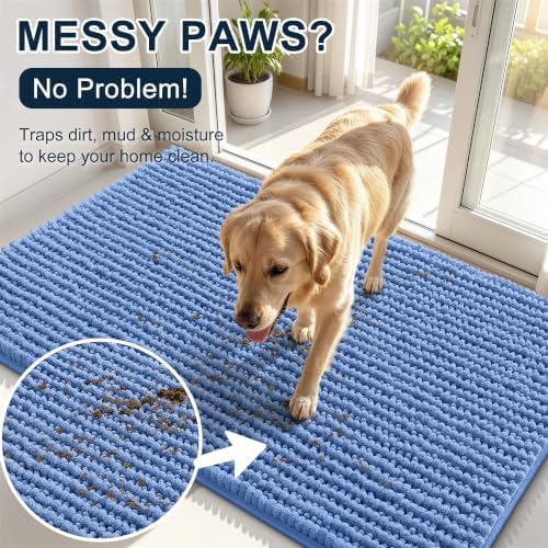 Smiry Dog Door Mat for Muddy Paws 30x20, Ultra Absorbent Chenille Doormat - Image 5