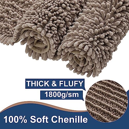 Luxury Polyester Taupe Bathroom Rugs Sets 2 Piece, Thickened Hot Melt Rubber - Image 3
