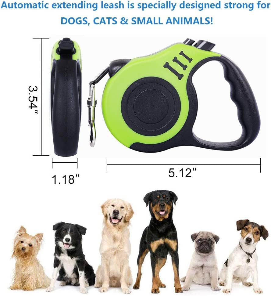 Retractable Green Dog Leash for Medium & Small Dogs & Cats - Image 2