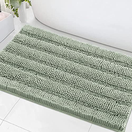 H.VERSAILTEX Bath Mats for Bathroom Non Slip Extra Thick Chenille Striped Bath by HVERSAILTEX