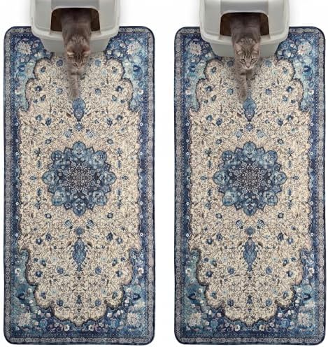 Hompet Cat Litter Mat 2 Pack, 24.8x54 Large Machine Washable Trapping Mats by Hompet