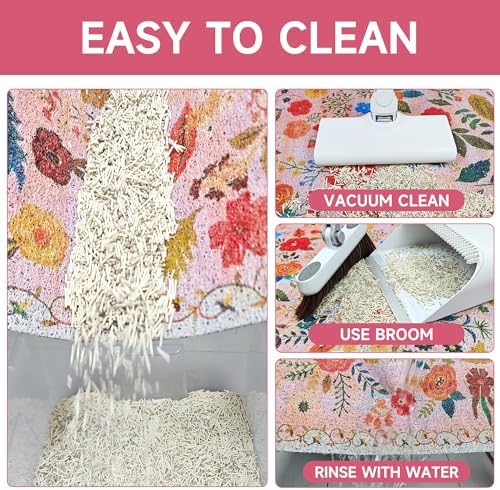 Cat Litter Mat, Upgrade Non-Slip Kitty Litter mat, Traps 100% Litter, Soft on - Image 5