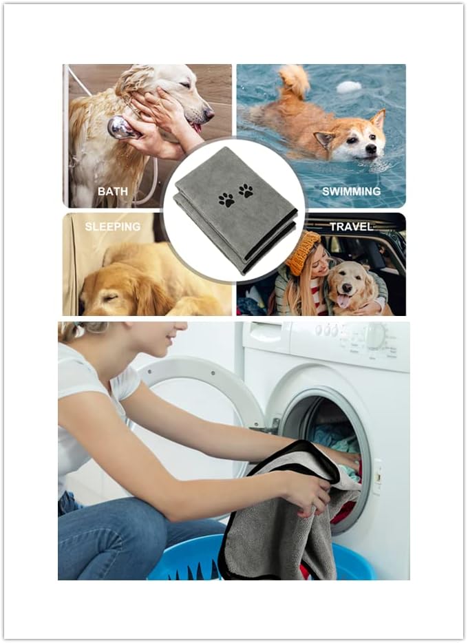 3Pieces Microfiber Pet Bath Towel Dog Towel.Dog Towel Soft Absorbent Drying - Image 7