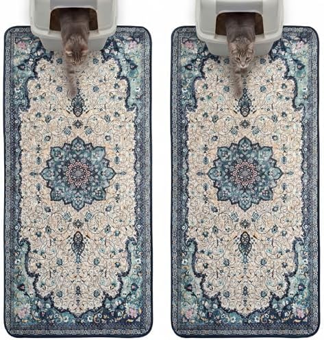 Hompet Cat Litter Mat 2 Pack, 24.8x54 Large Machine Washable Trapping Mats by Hompet