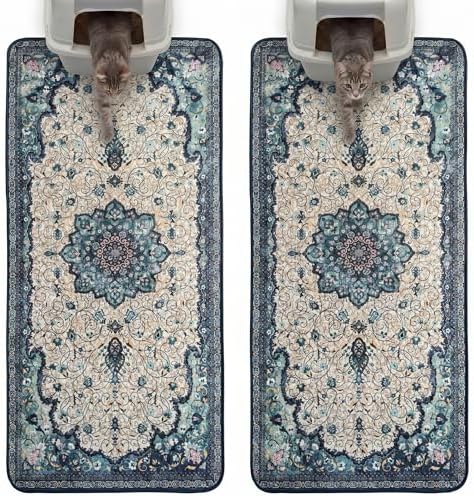Hompet Cat Litter Mat 2 Pack, 24x60 Large Machine Washable Trapping Mats by Hompet