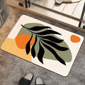 Bath Mat Rug, Boho Botanical Leaves Non Slip Quick Dry Super Absorbent Thin by ZHUZHISHAN