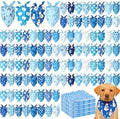 Preboun 100 Pcs Winter Dog Bandanas Bulk, Blue and White Snowman Snowflakes by Preboun