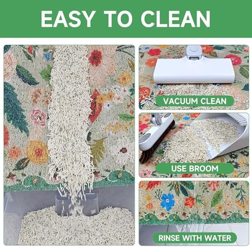 Cat Litter Mat, Upgrade Non-Slip Kitty Litter mat, Traps 100% Litter, Soft on - Image 5